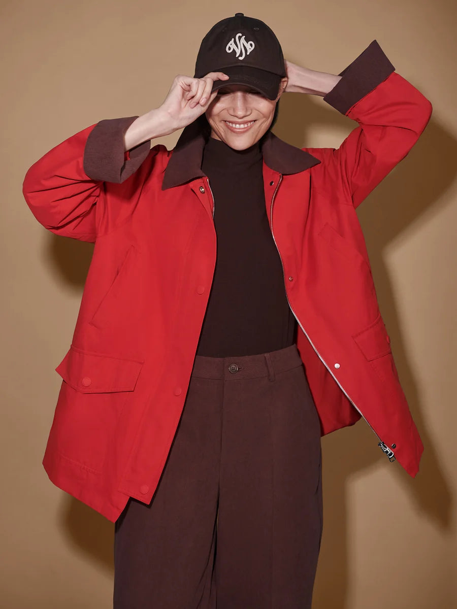 Va03348 Washed Red Mid Length Jacket