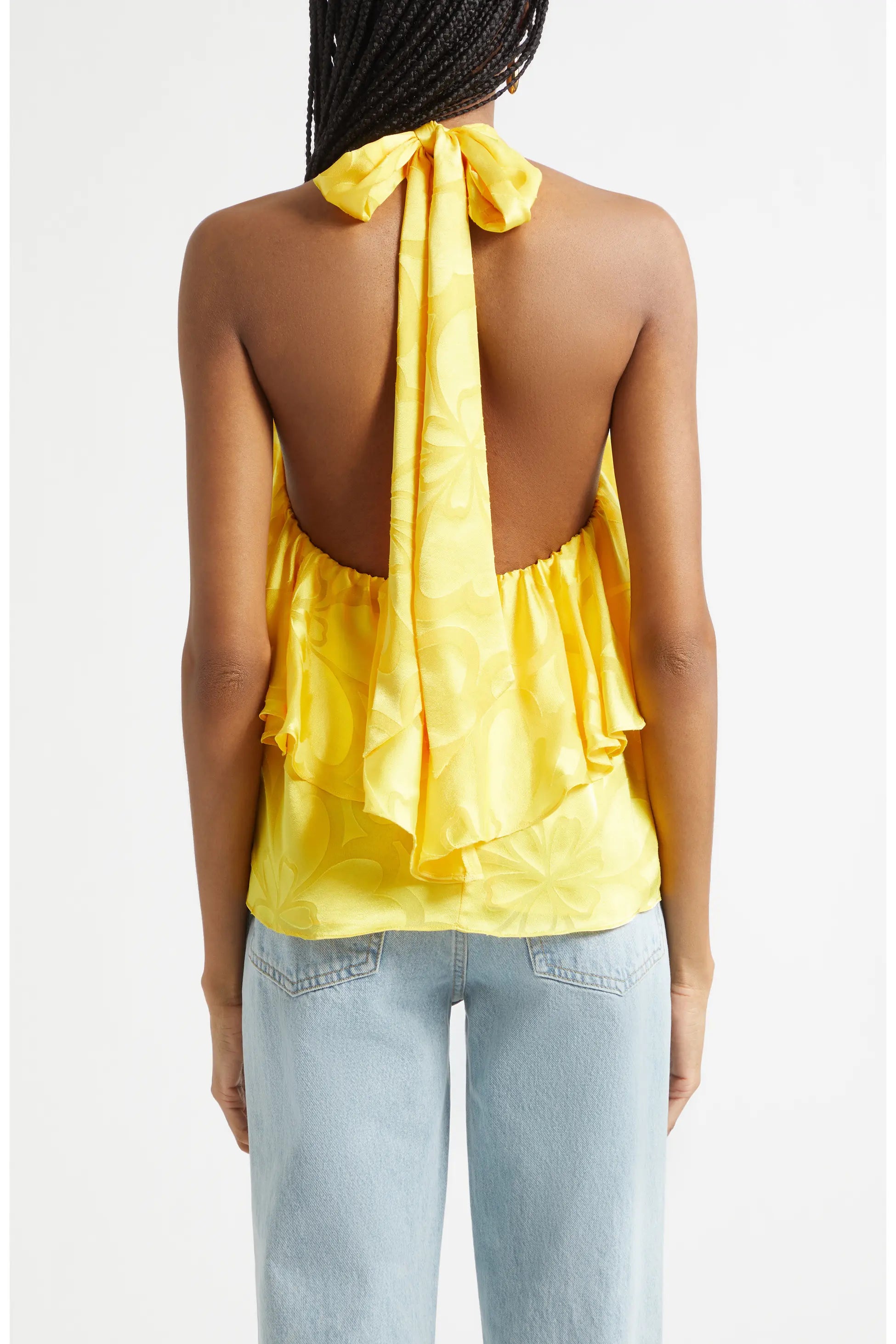 Ra1013 Yellow Halter Top