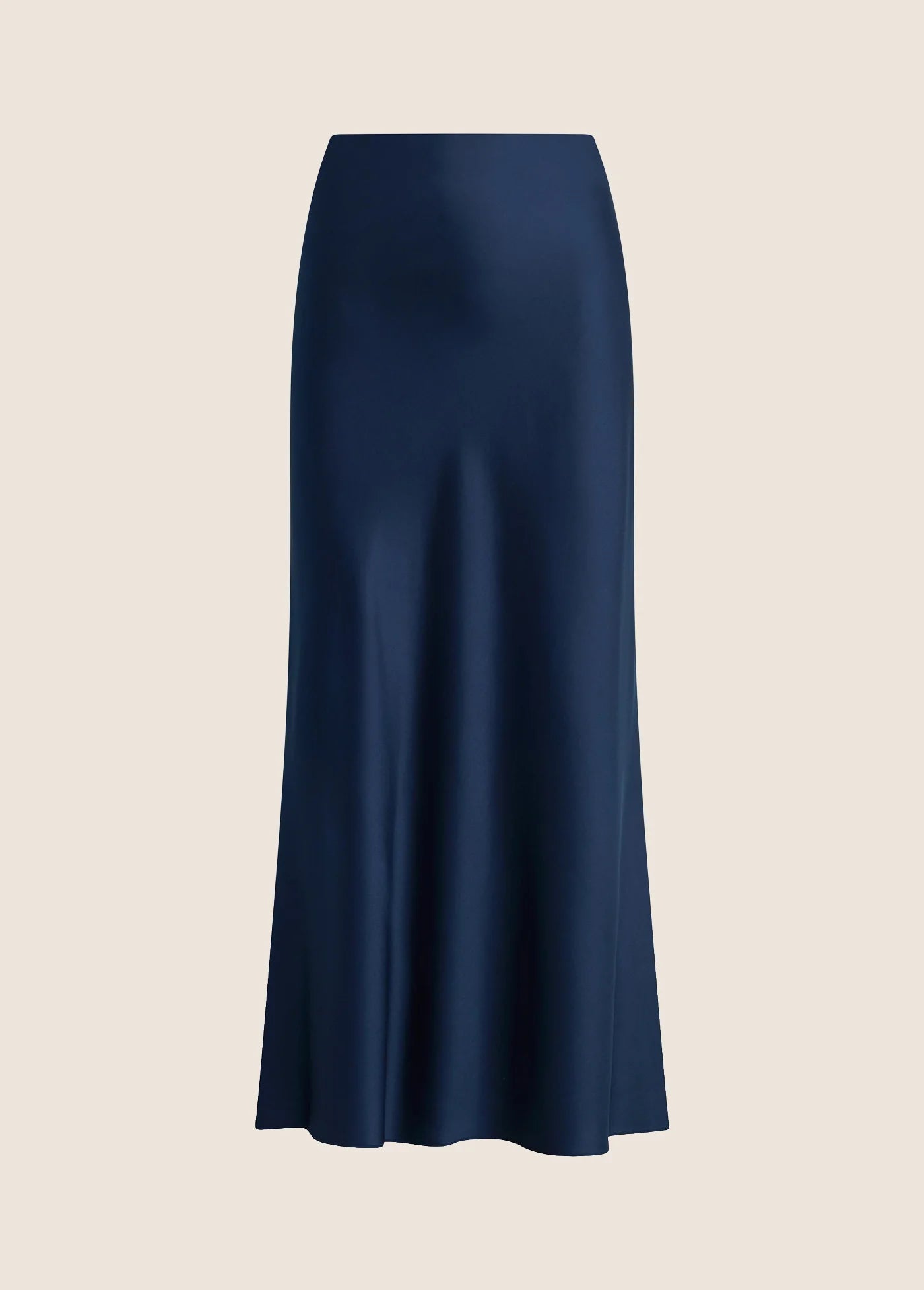 Fa8010 Navy Satin Midi Skirt