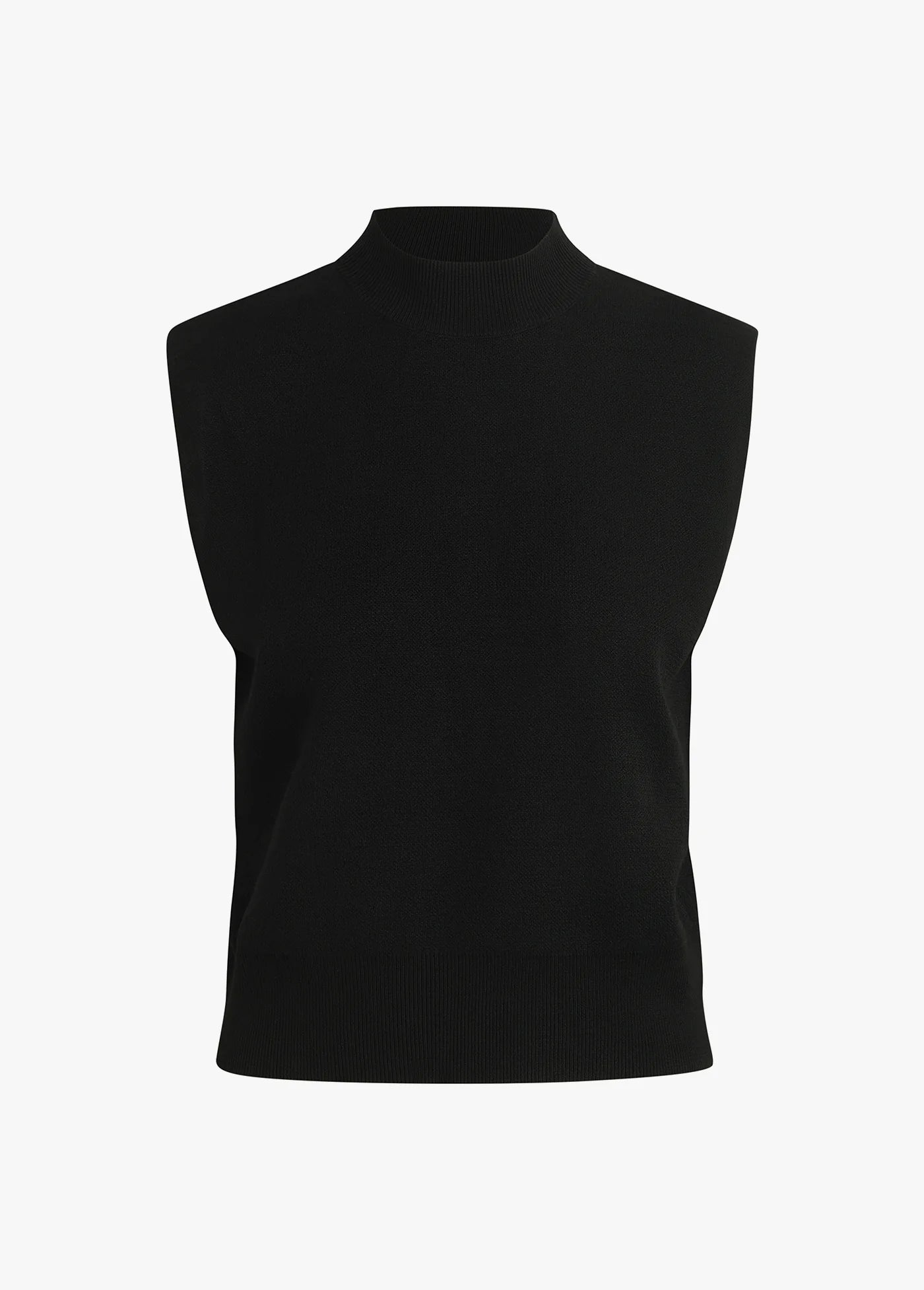 Fa3553 Black Mock Neck Knit Top
