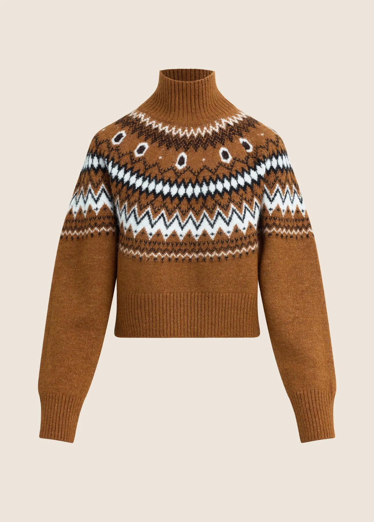 Fa3164 Camel Fair Isle Sweater
