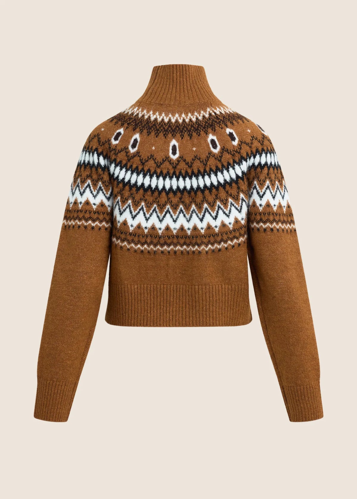 Fa3164 Camel Fair Isle Sweater
