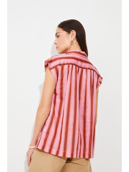 Sulima Red Stripe Sleeveless Top