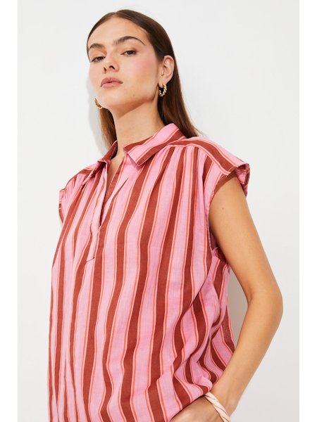 Sulima Red Stripe Sleeveless Top