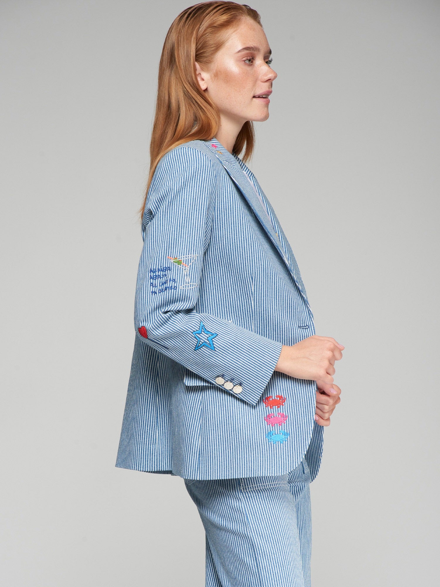 Vi32384 Vilagallo Striped Denim Blazer