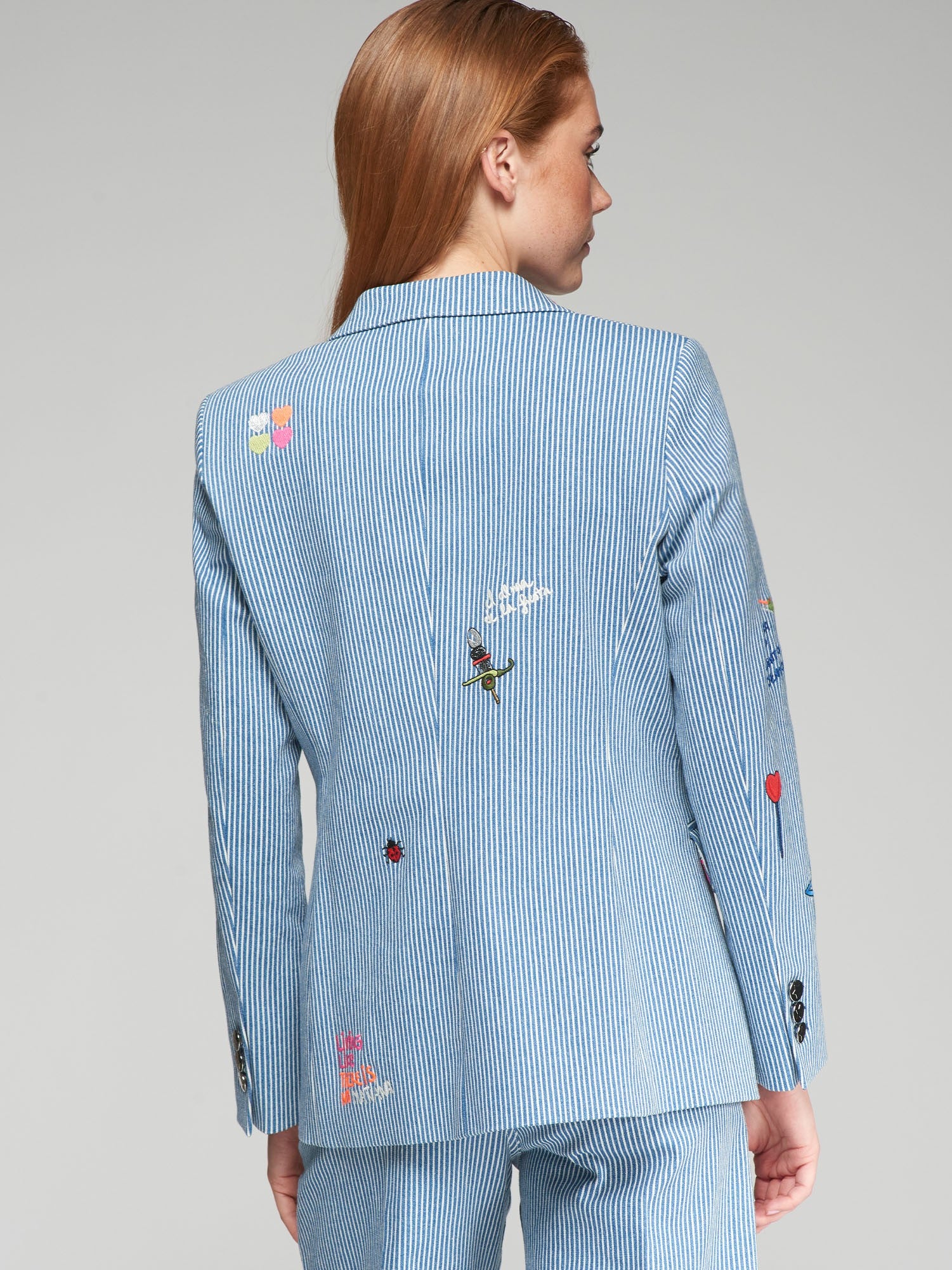 Vi32384 Vilagallo Striped Denim Blazer