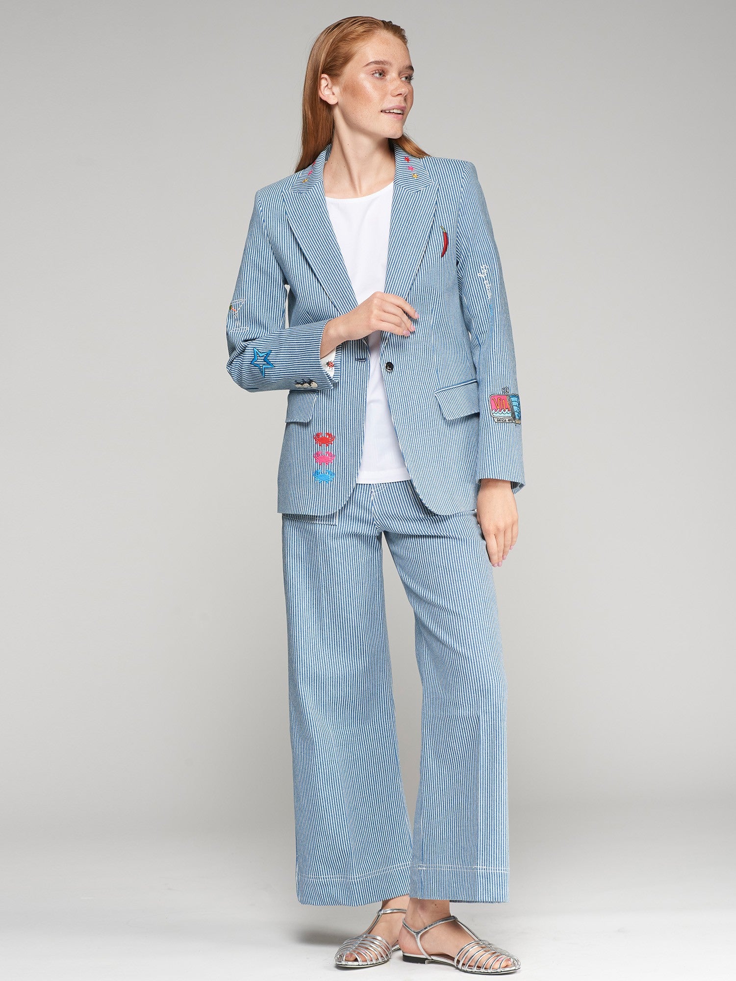 Vi32384 Vilagallo Striped Denim Blazer