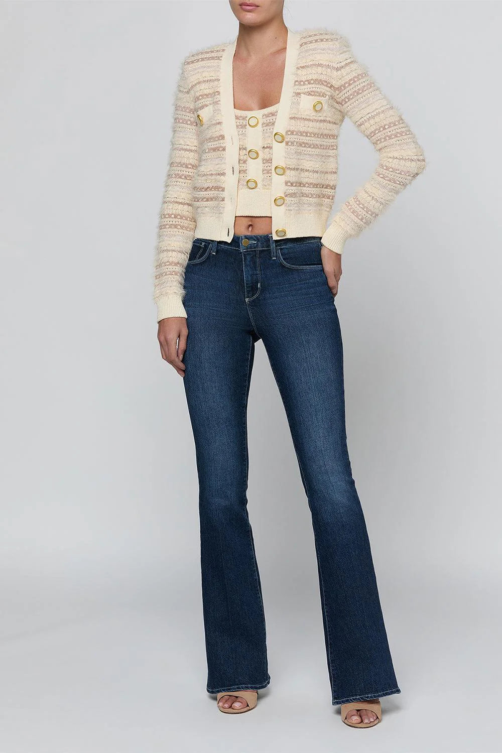La80120 Mixed Stitch Cardigan