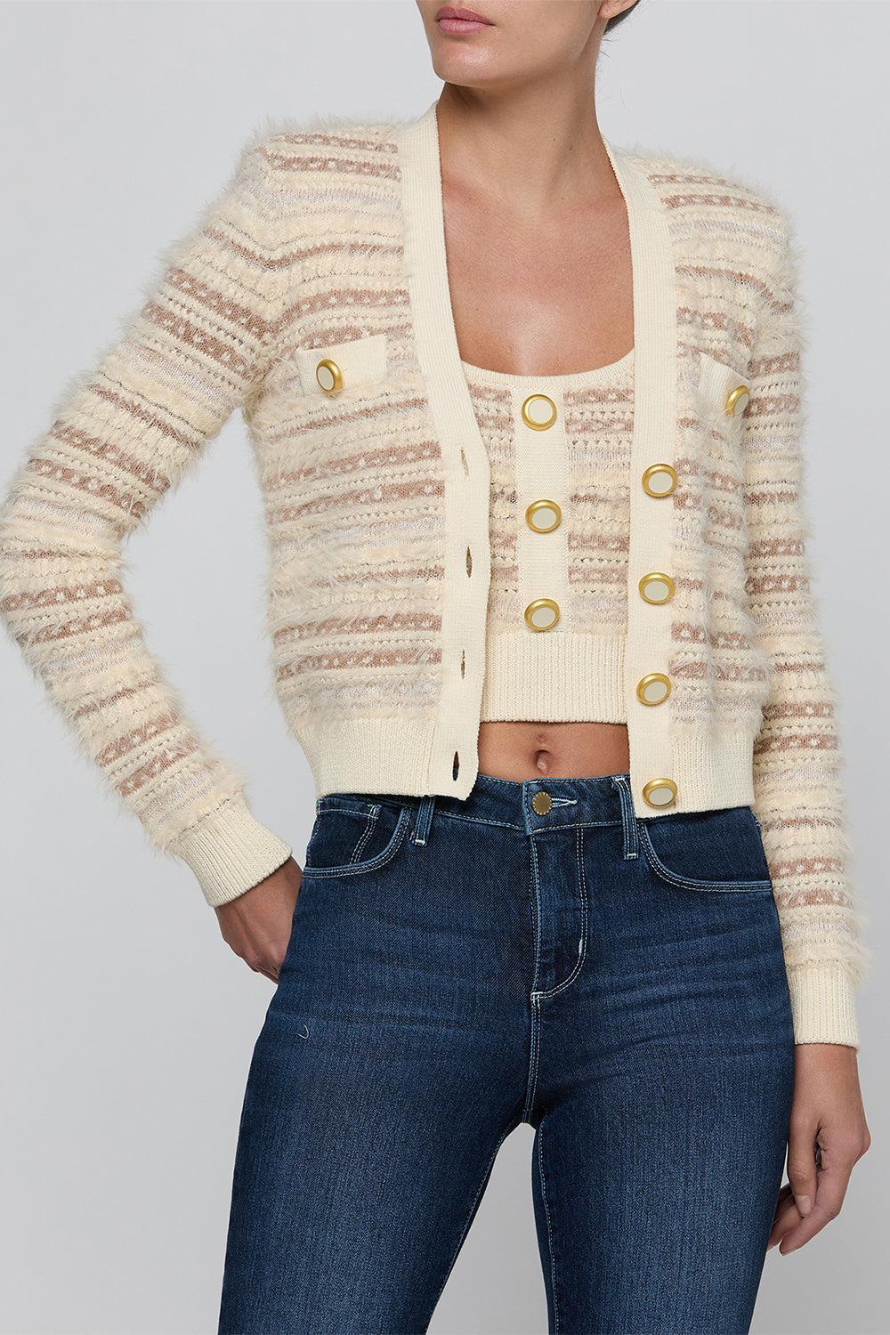 La80120 Mixed Stitch Cardigan
