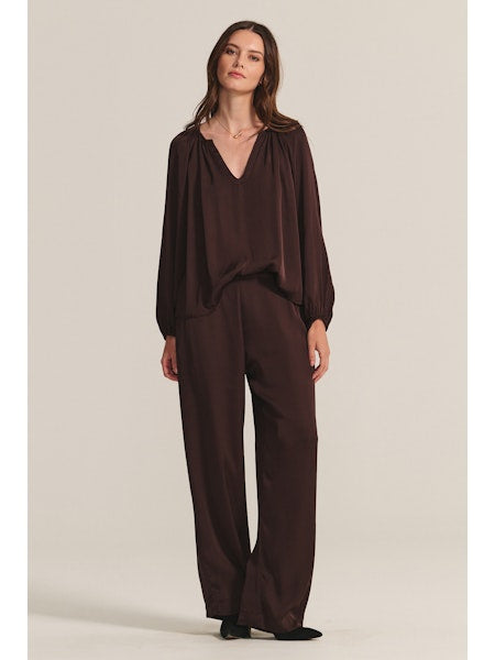 Velyla Brown Silky Blouse