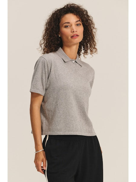 Vemerson Grey Rhinestone Polo Top