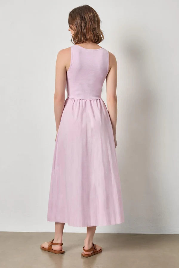 Lipa3292 Lavender Mixed Media Midi Dress