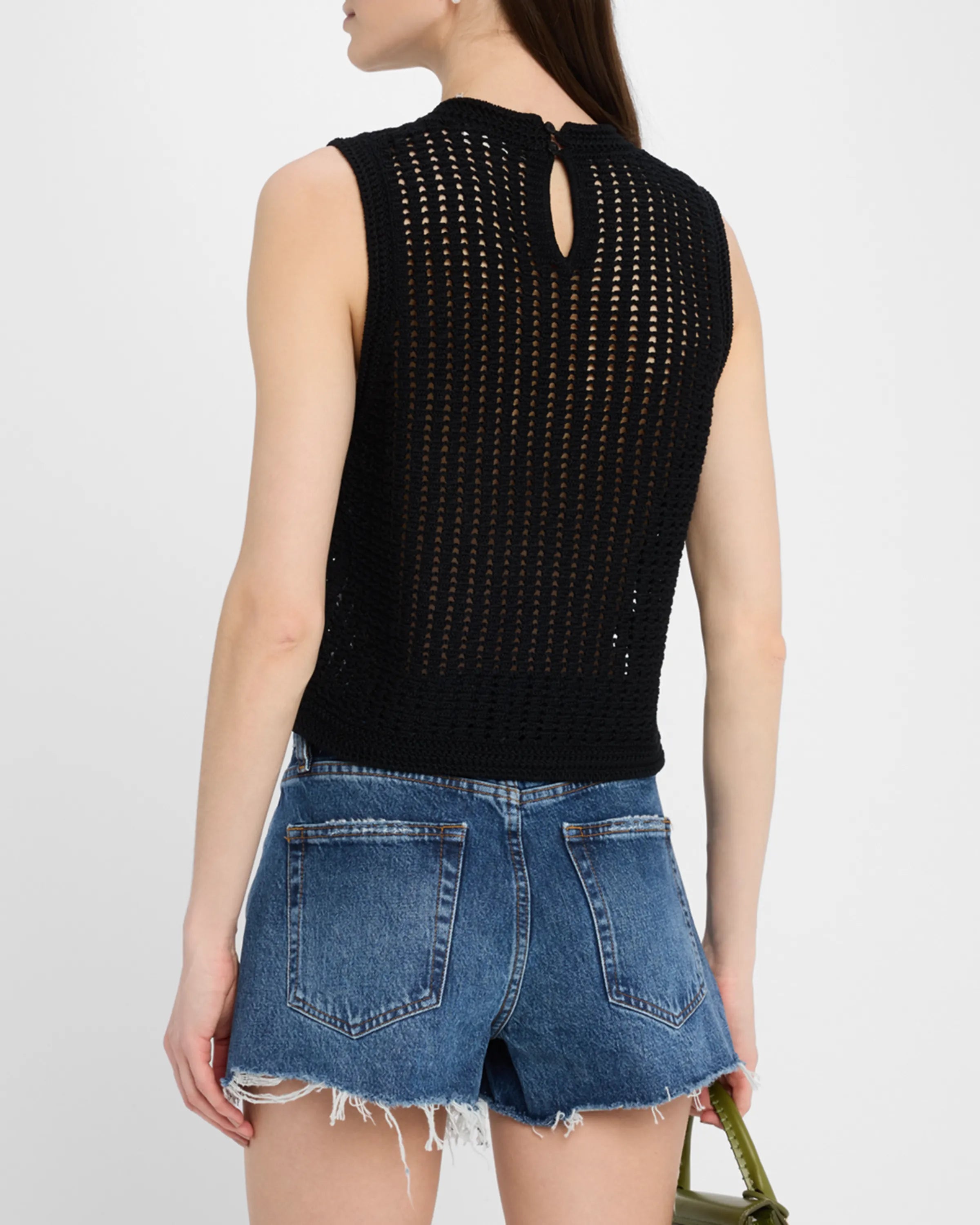 Frws25 Black Crochet Tank