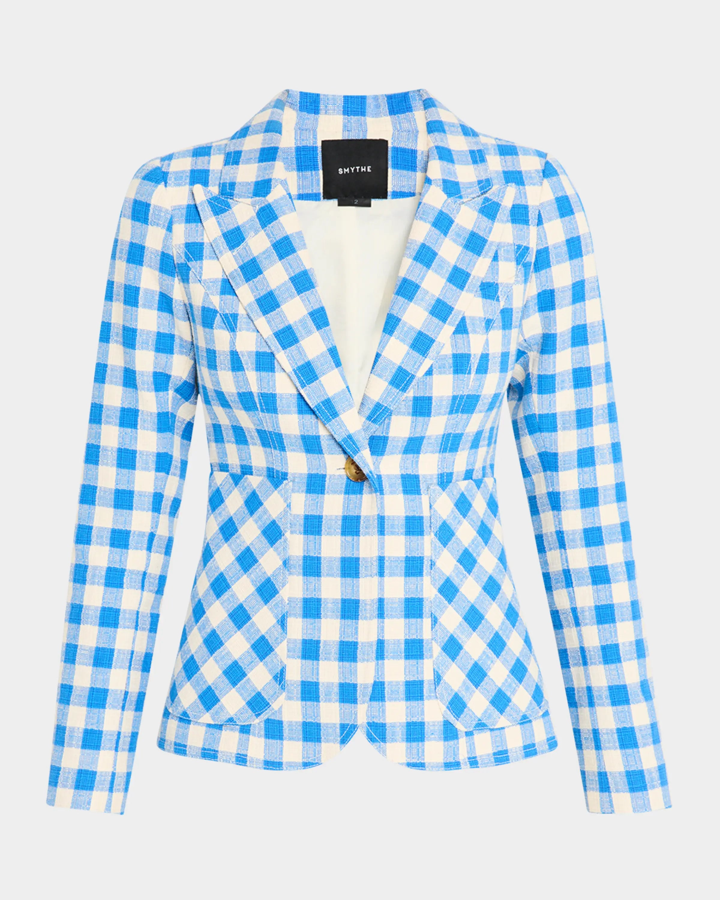 Sm117 Marine Check Blazer w/ Leather Patches