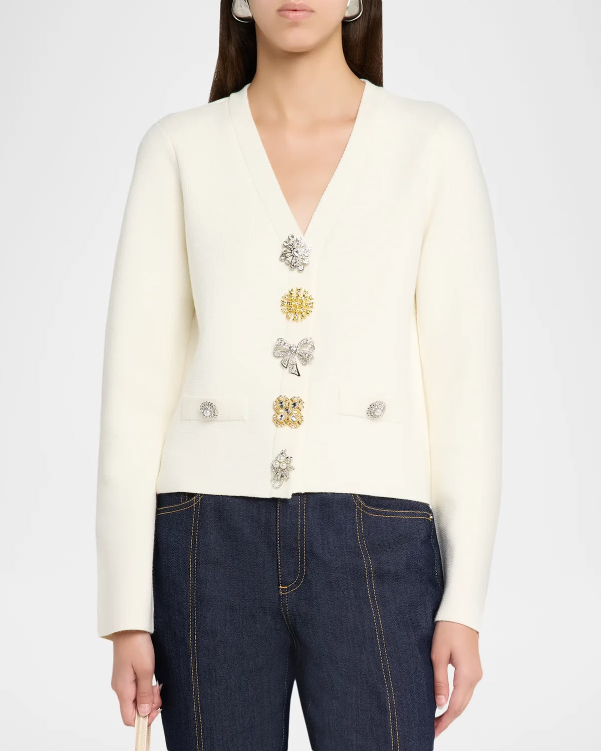 Ci13357 Embellished Button Cardigan