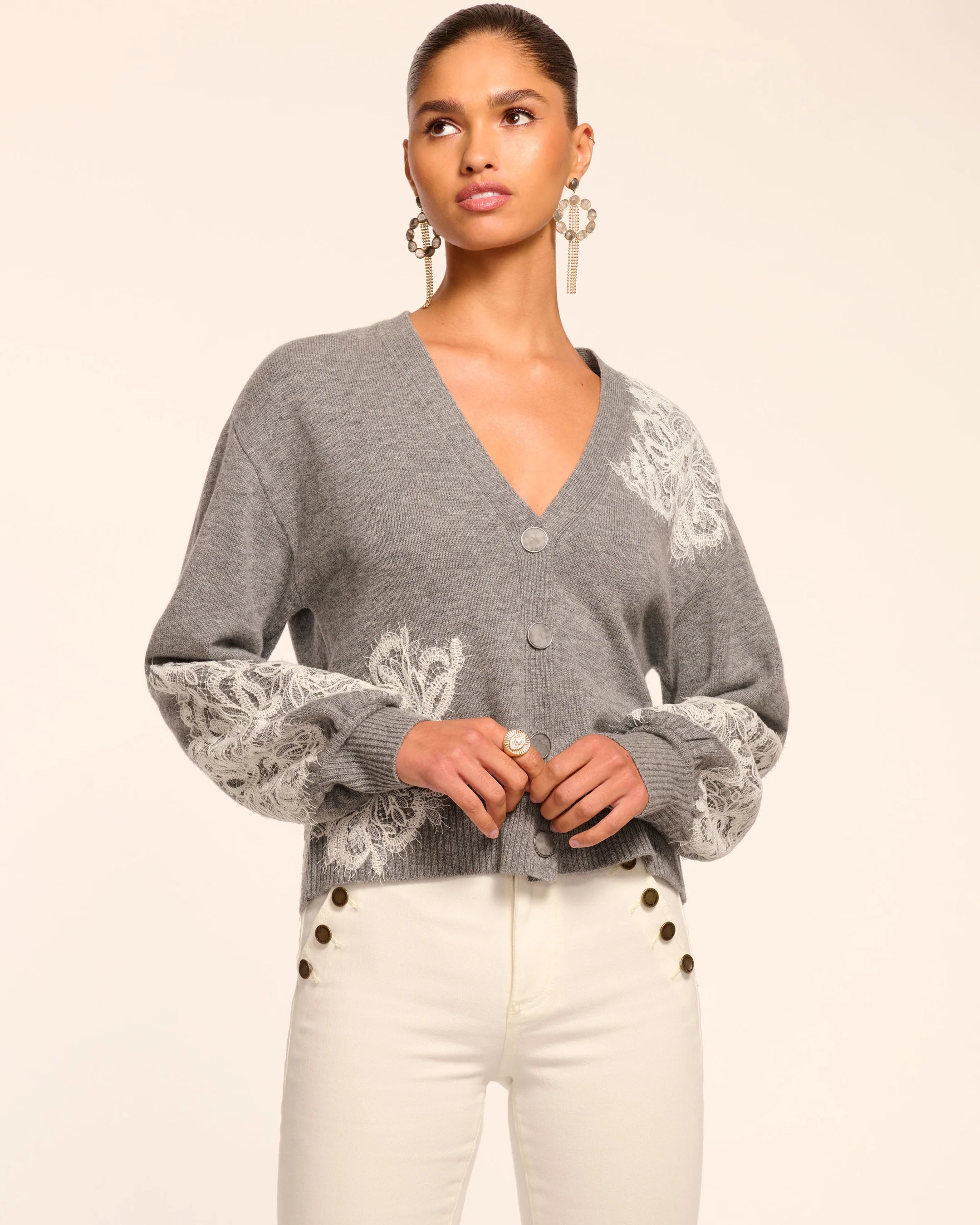 Raa7005 Heather Grey Cardigan