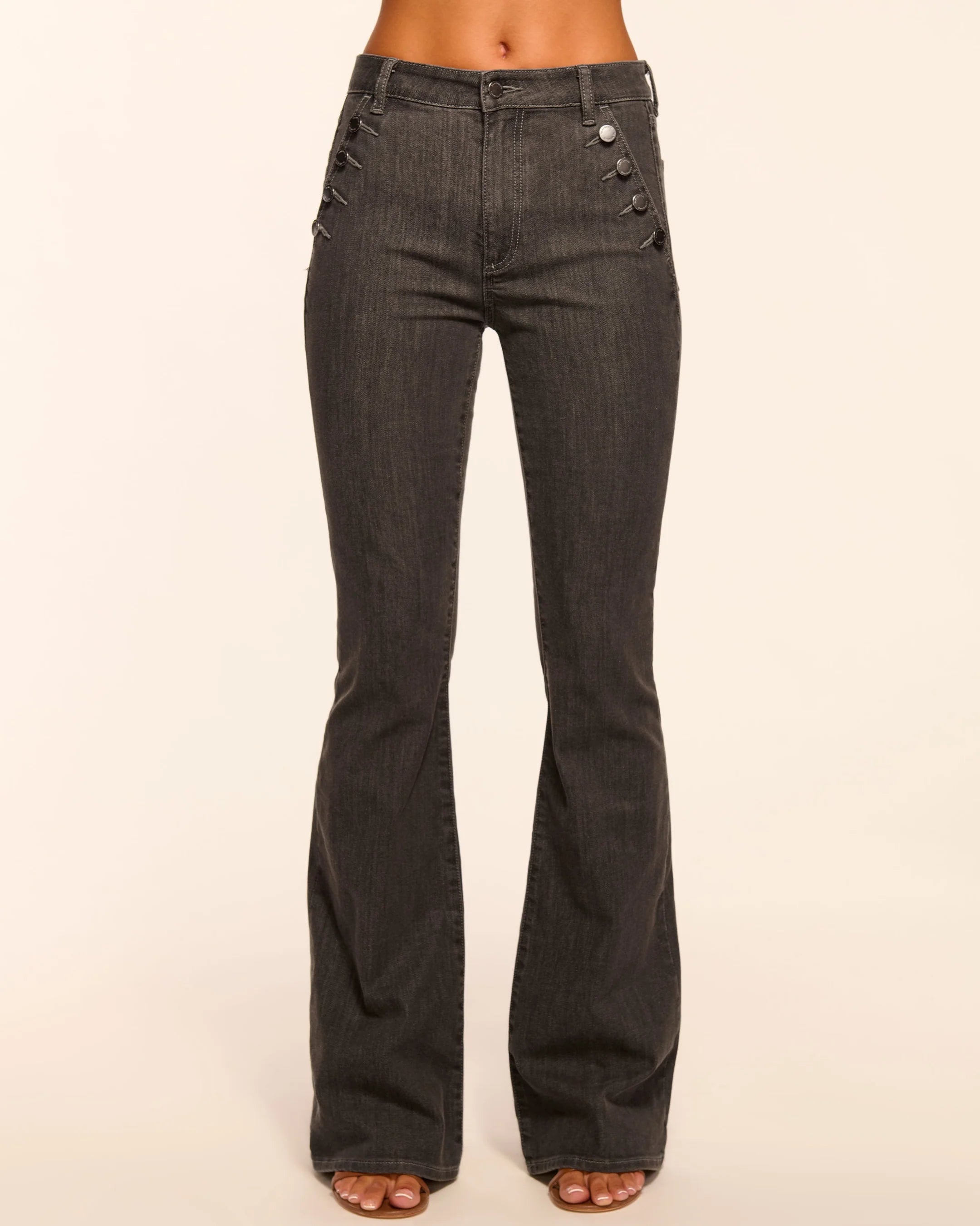 Raa5009 Washed Grey Flare Jean