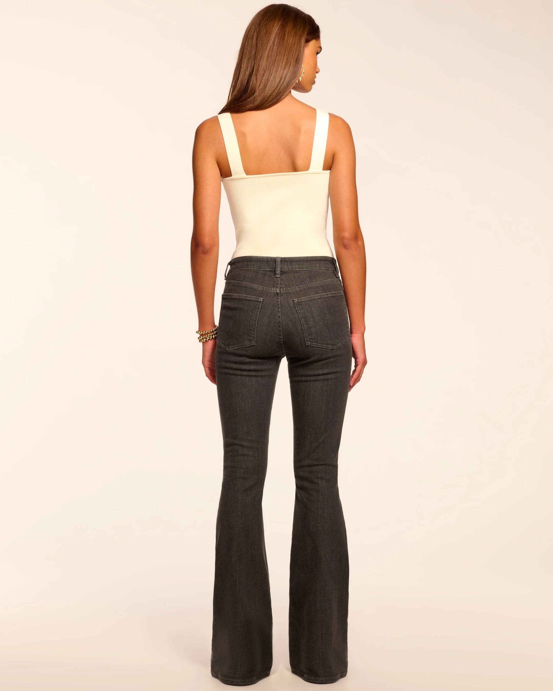 Raa5009 Washed Grey Flare Jean