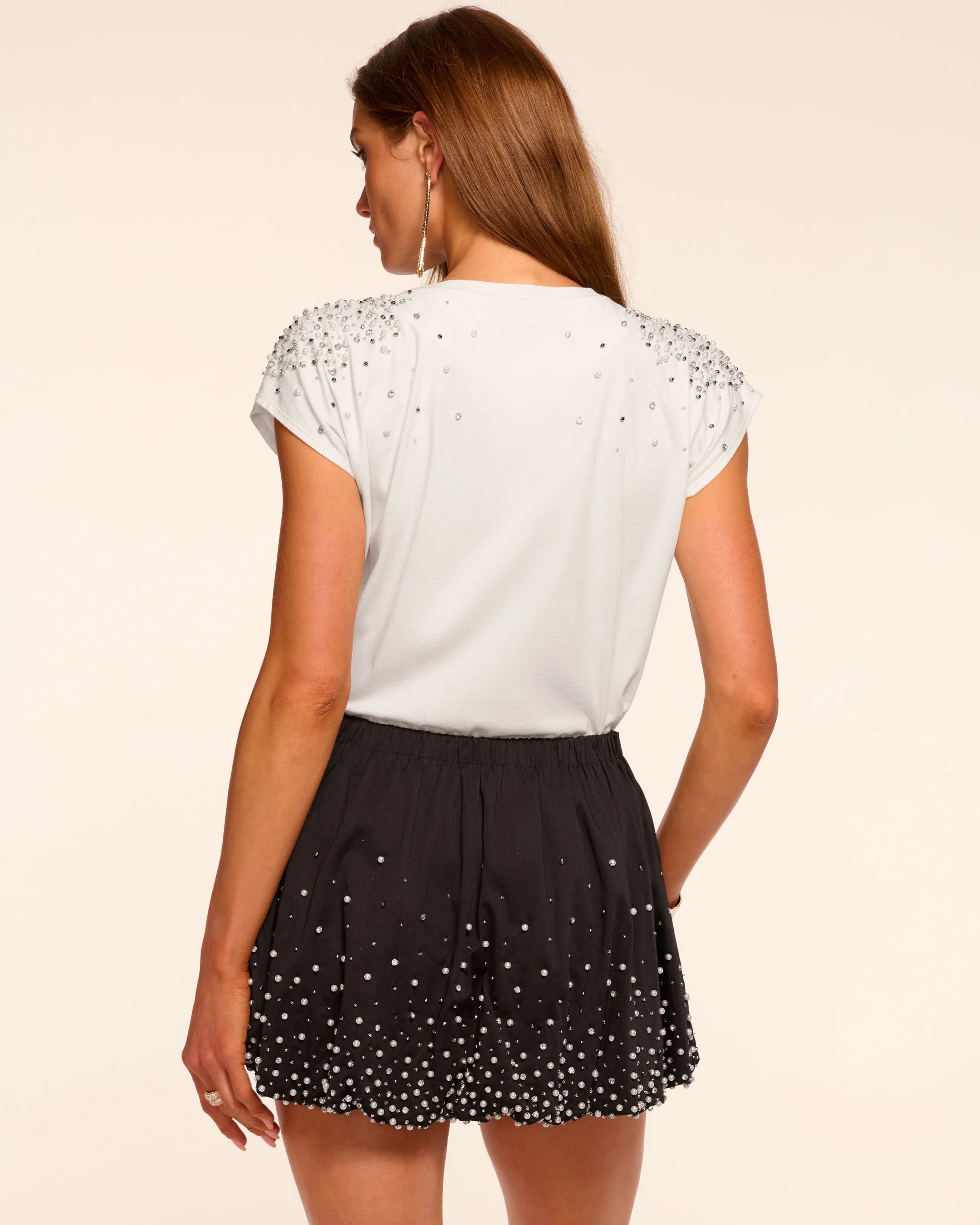 Raa2019 White Embellished Drop Tee