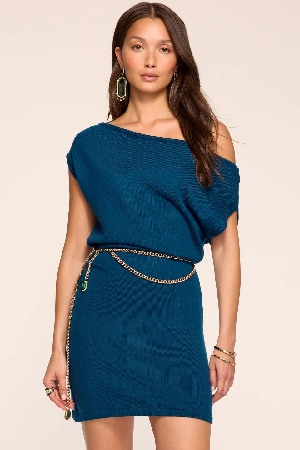 Ra7000 Teal Slouchy Sweater Dress
