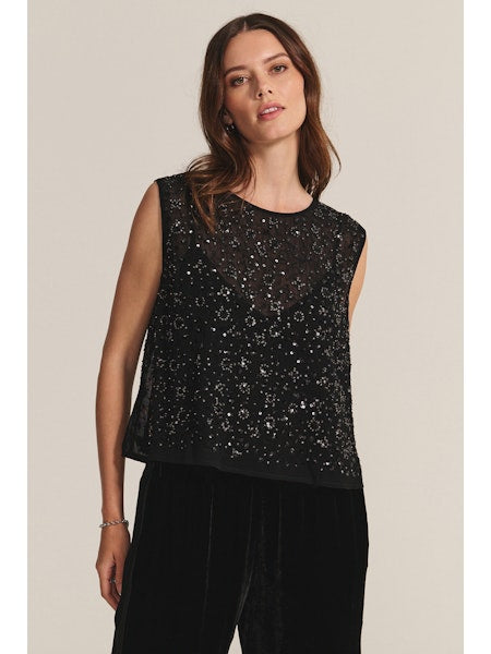 Veserena Black Sequin Tank