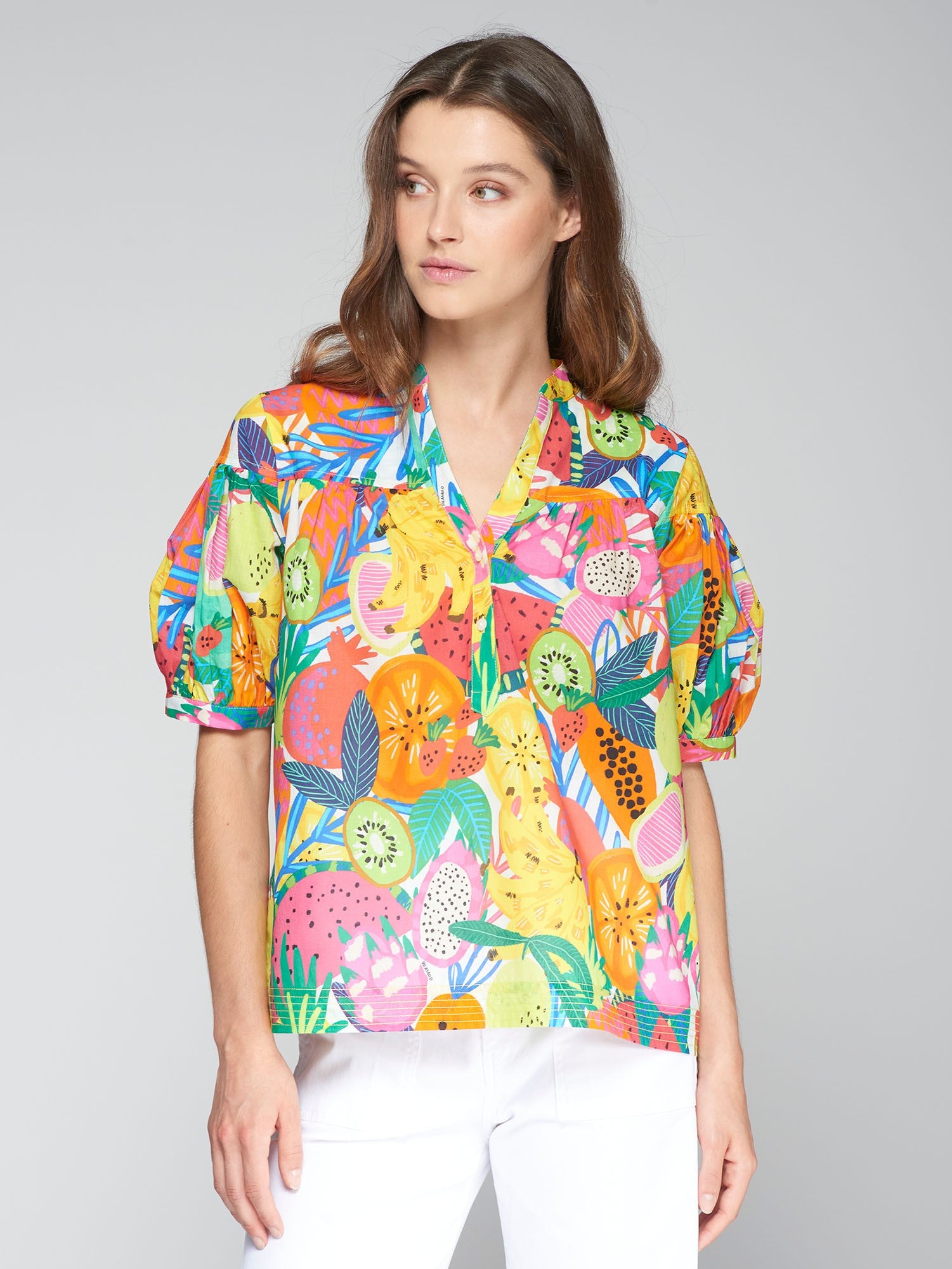 Vi32383 Villagallo Printed Fruit Blouse