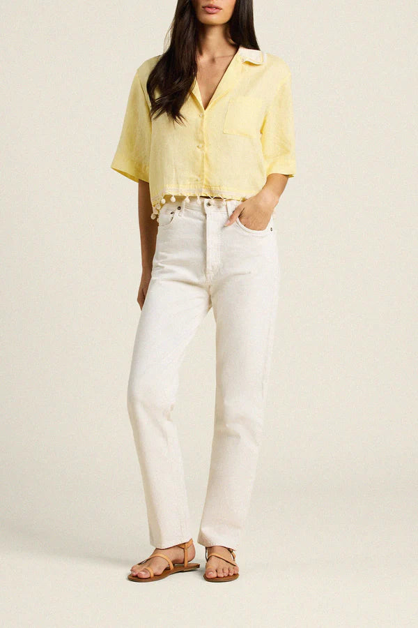 Tr1553 Yellow Linen Shirt