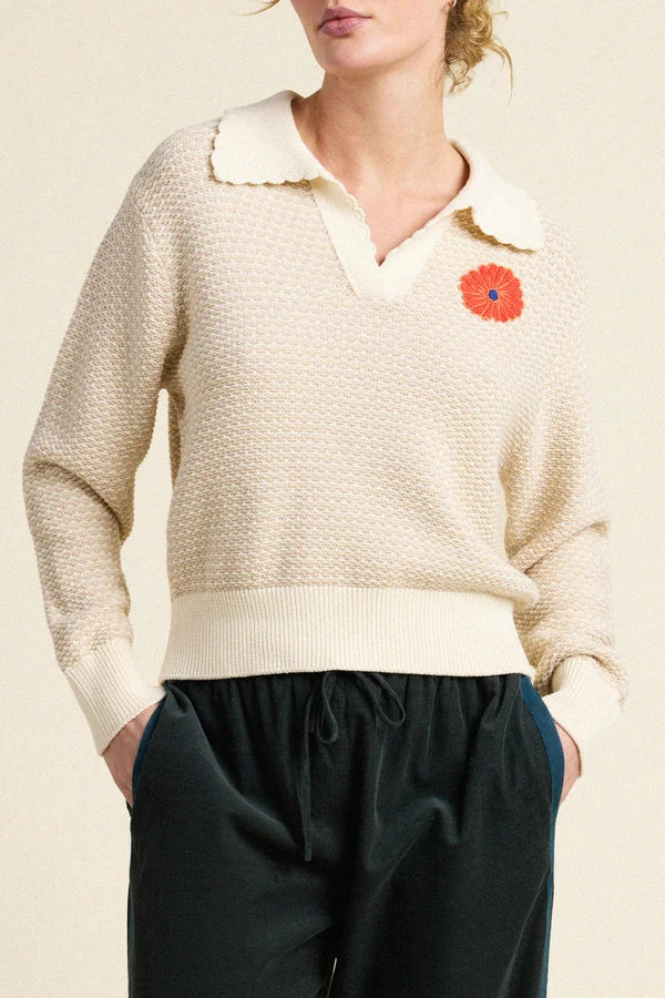 Tr1630 Floral Polo Sweater