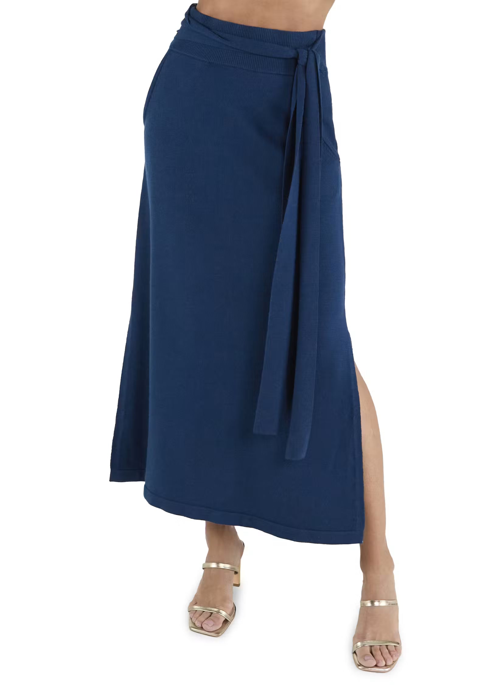 Ra7043 Teal Knit Wrap Skirt