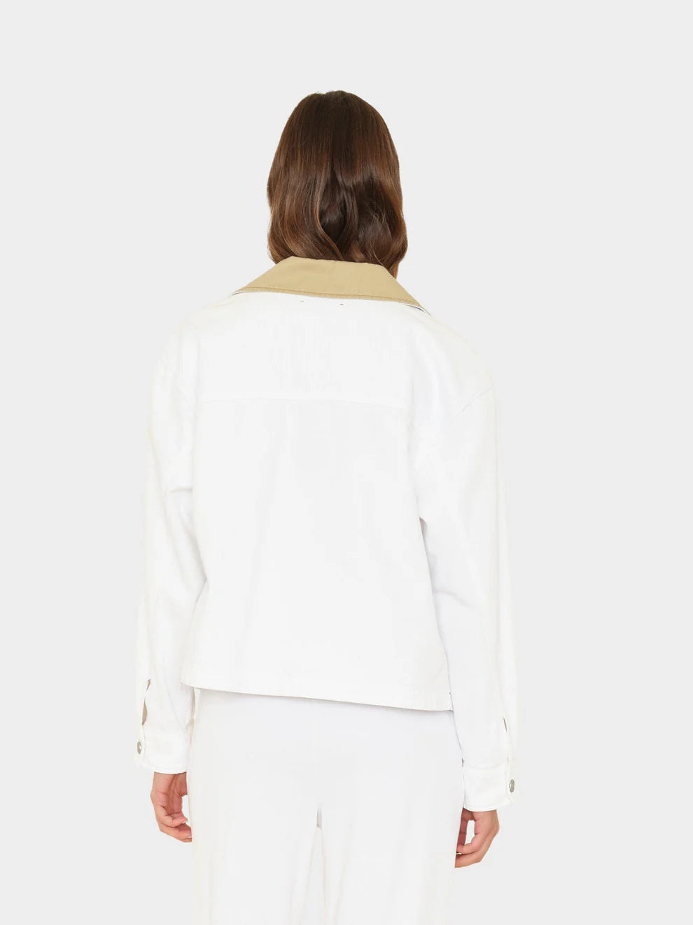 Xixw045 White Denim Contrast Jacket
