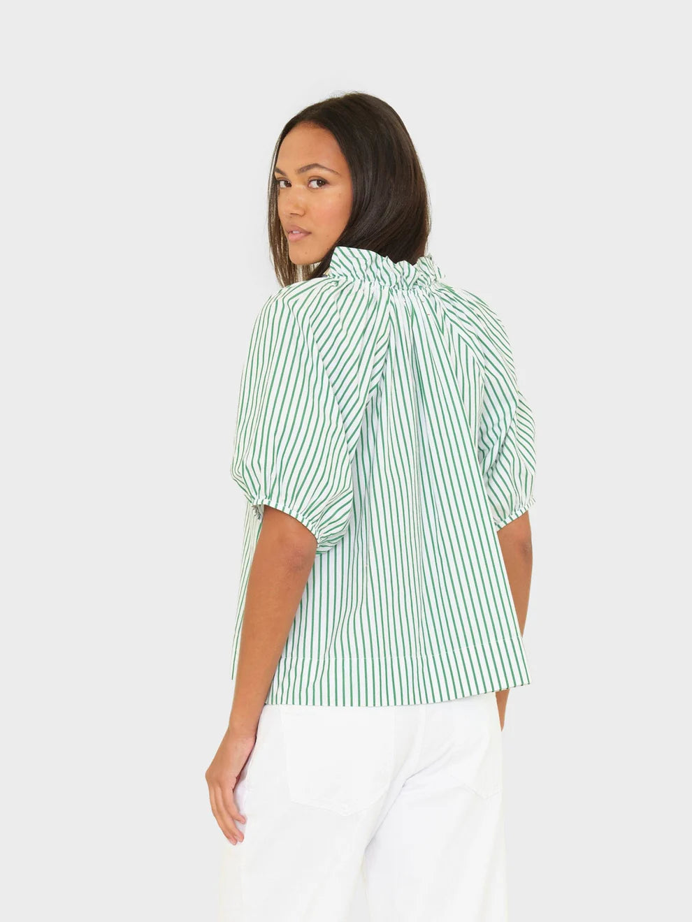 Xis048 Green Stripe Top