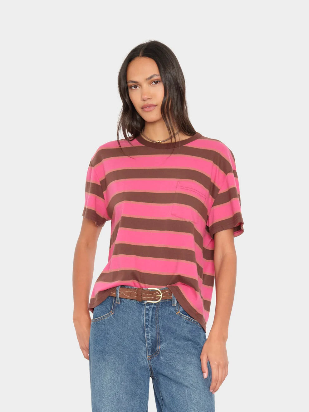 Xix047 Chocolate Cherry Striped Tee