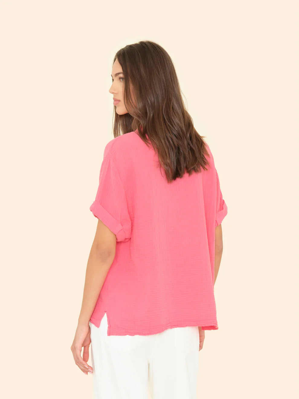 Xix5chg004 Xirena Coral Gauze Popover Top