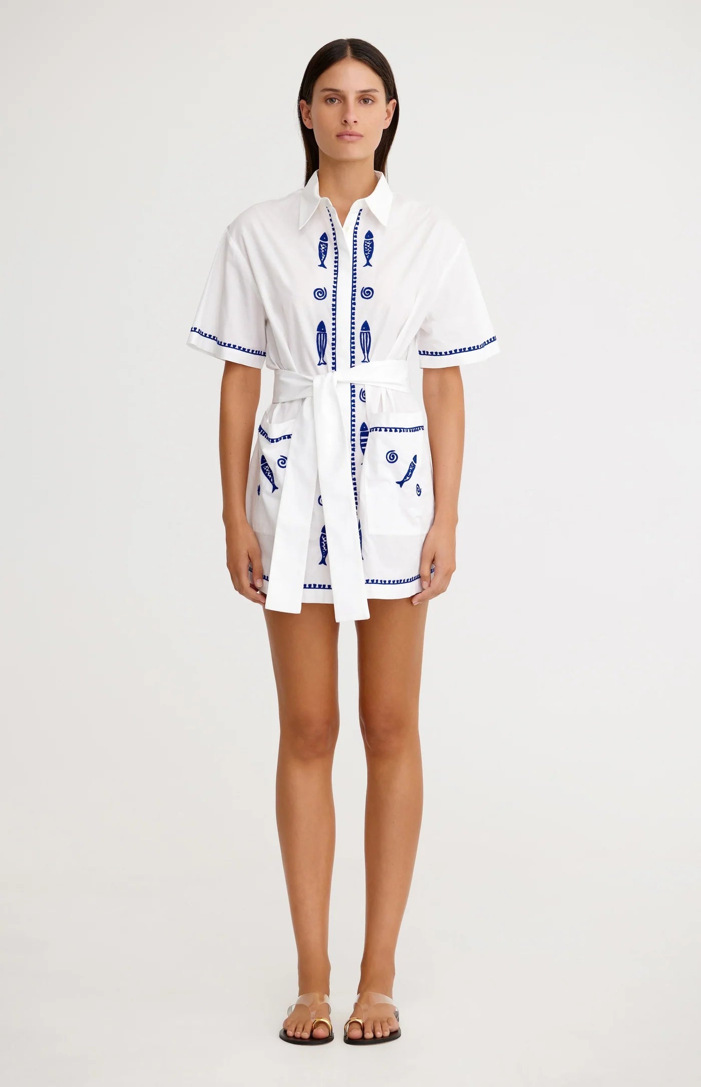 Si1099 Woven Embroidered Shirt Dress