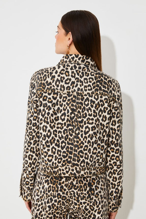 Su0108 Leopard Denim Jacket