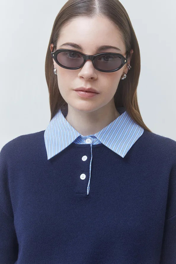 Sun1146 Two Tone Polo Sweater