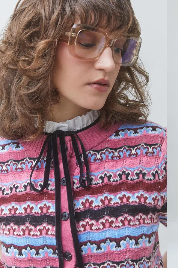 Sun2046 Rose Striped Cardigan