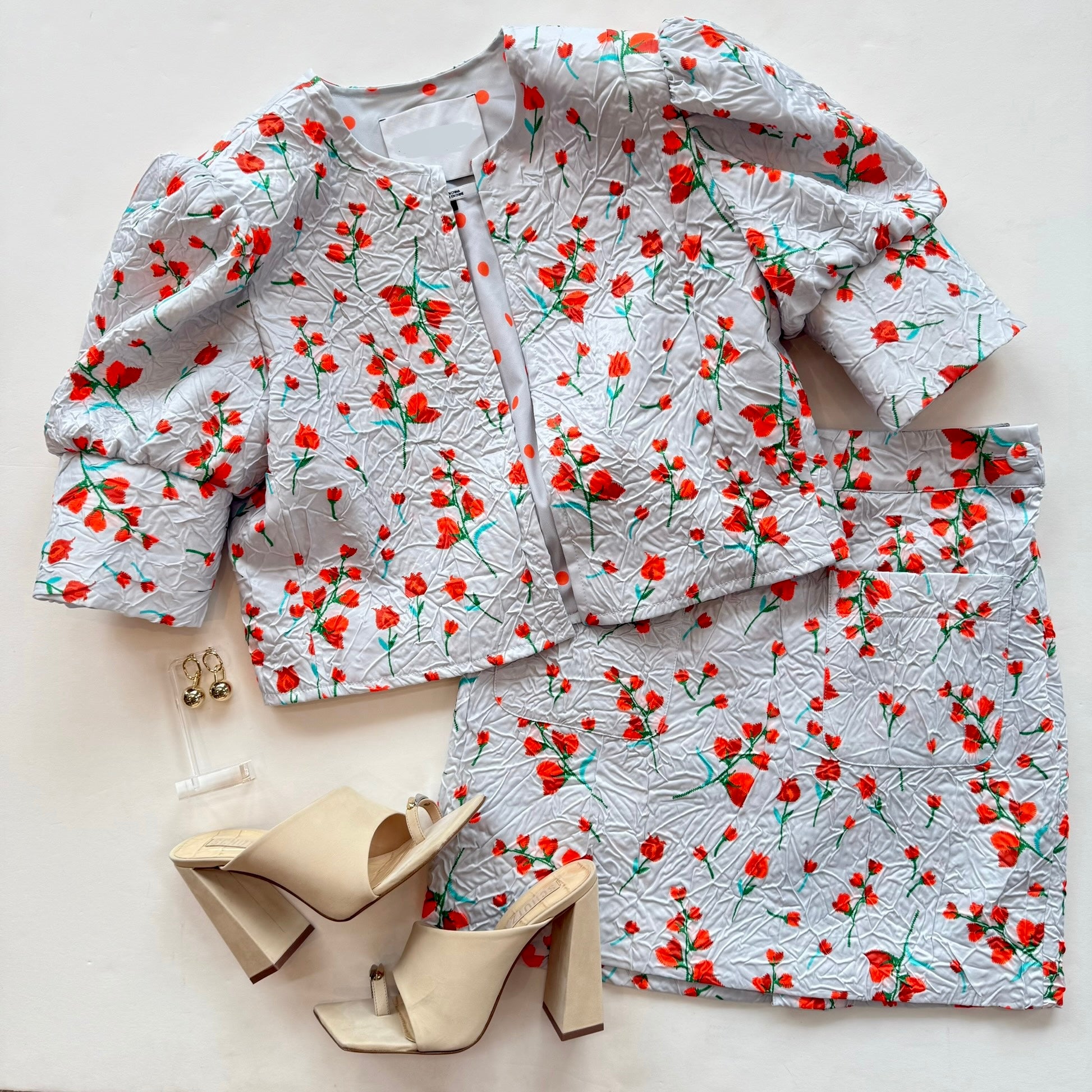 Eshosha Floral Puff Sleeve Jacket