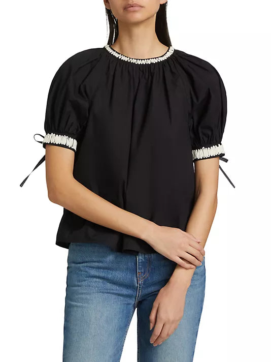 Ul0238 Embroidered Short Sleeve Top