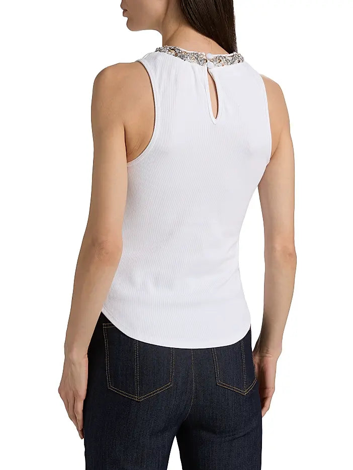 Ci1697 Cinq A Sept Lizzie Embellished Tank - White