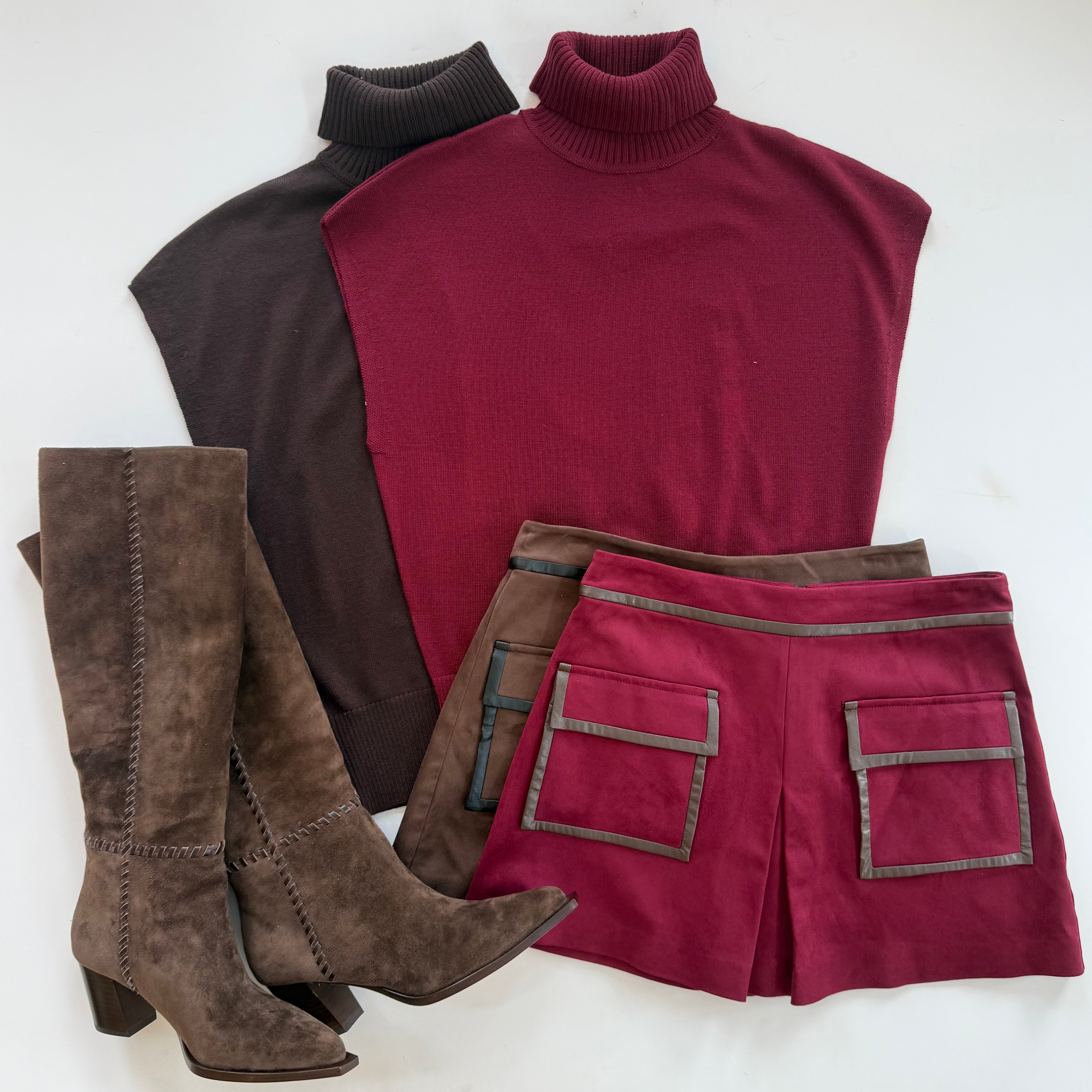 Raa6009 Chocolate Suede Mini Skirt