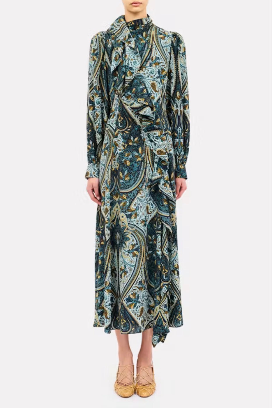 Ul0142 Prussian Blue Silk Dress