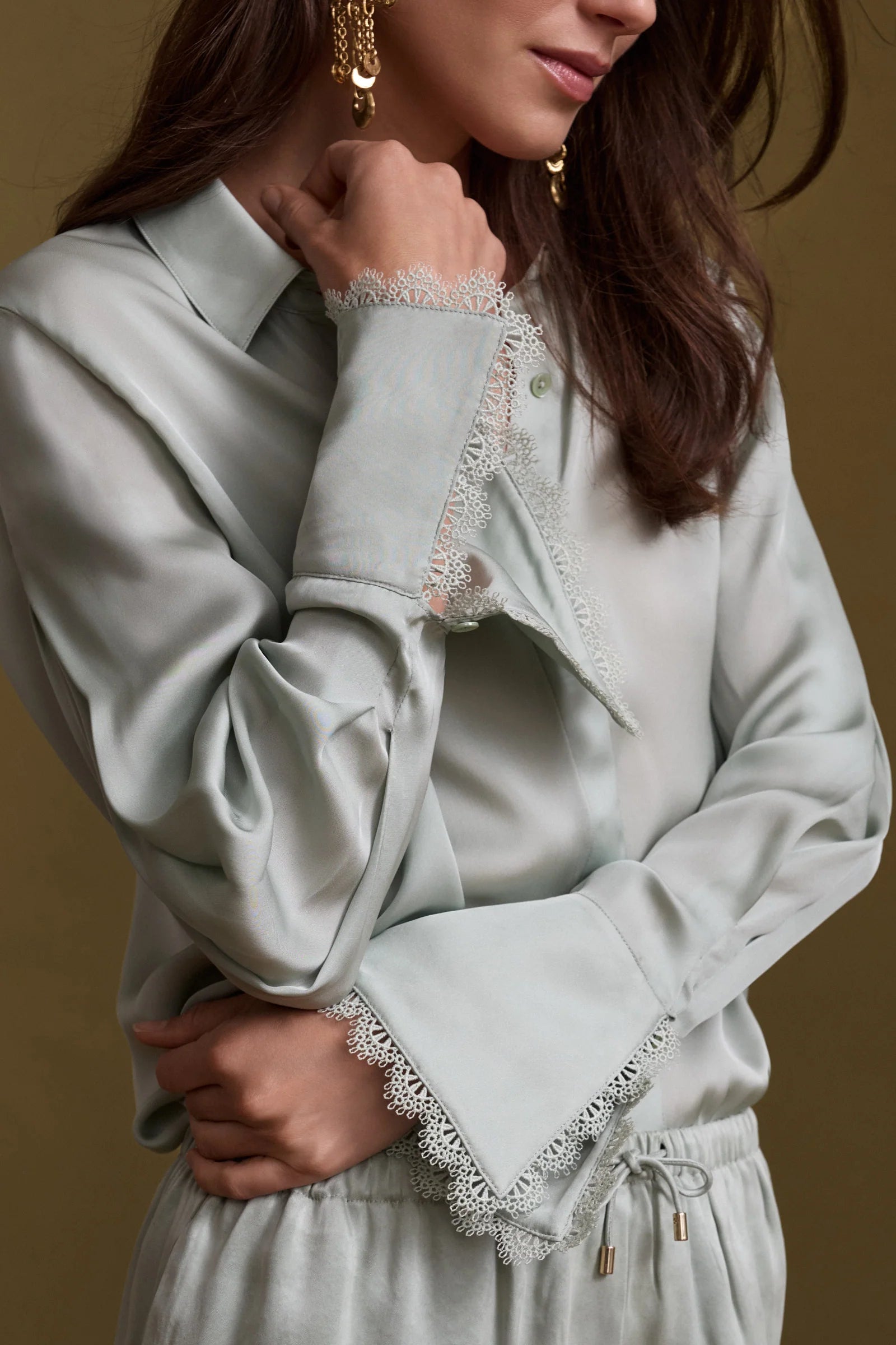 Hes001 Aqua Silk Blouse