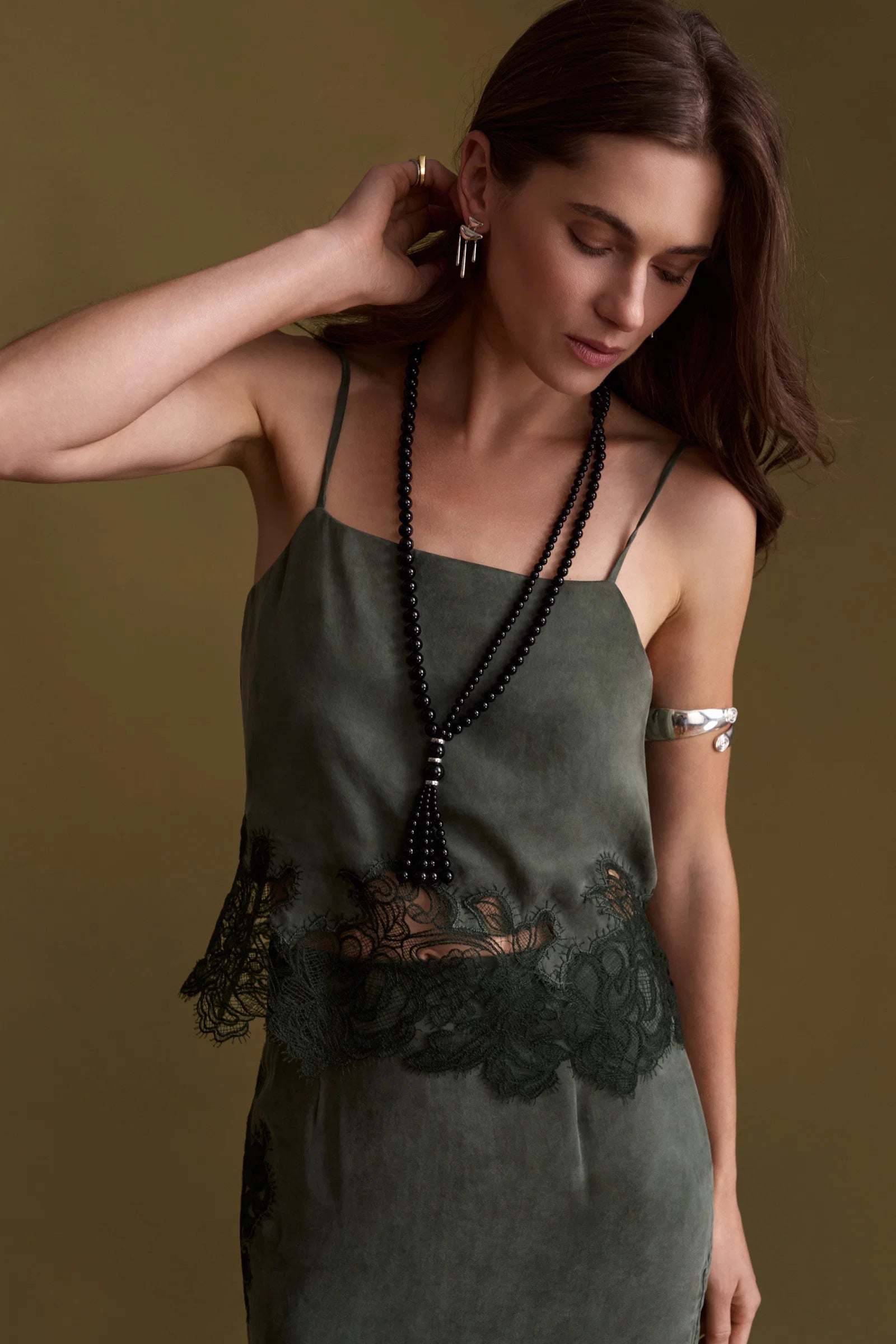 Hesab Ivy Green Lace Cami