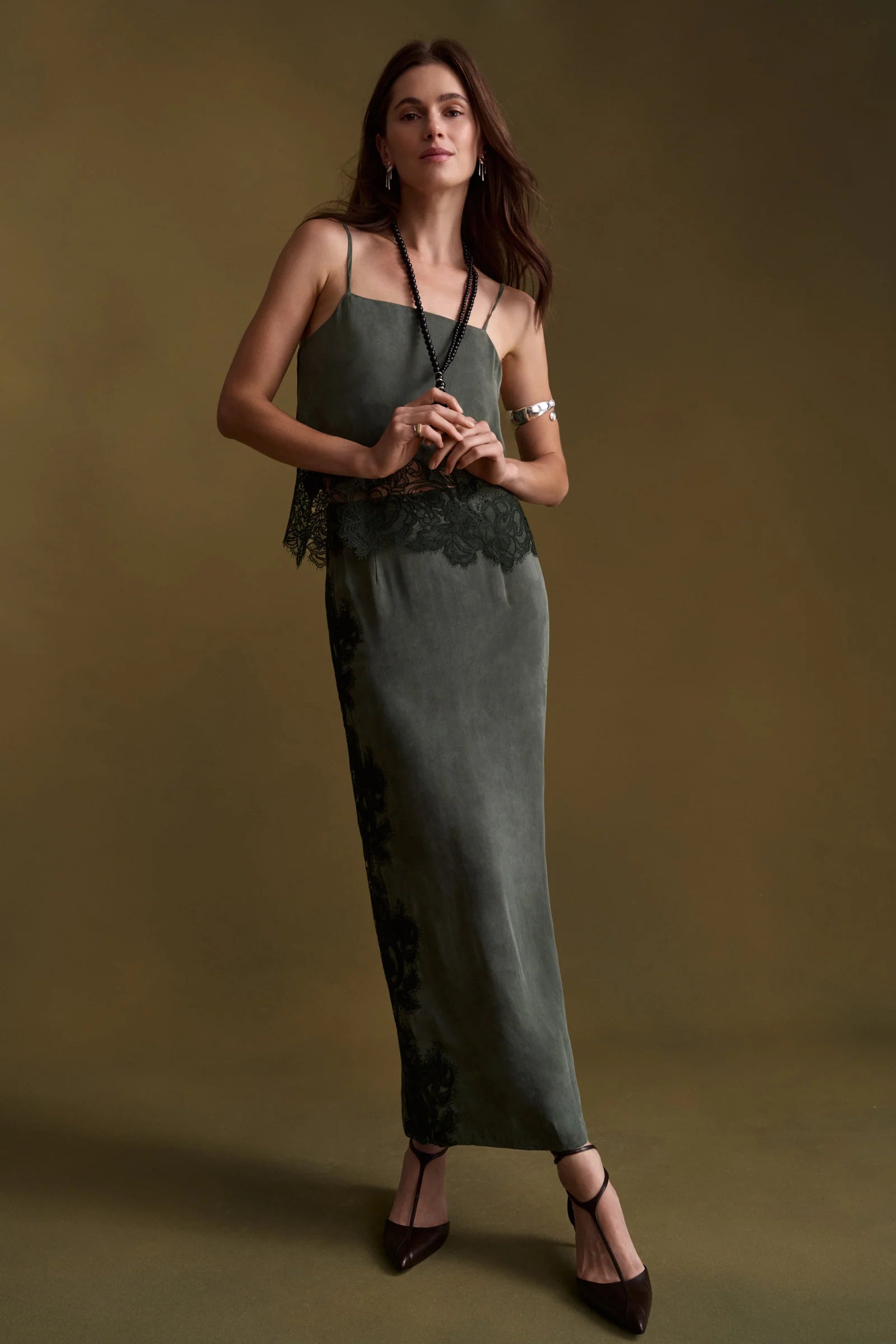 Hesab Ivy Green Lace Cami