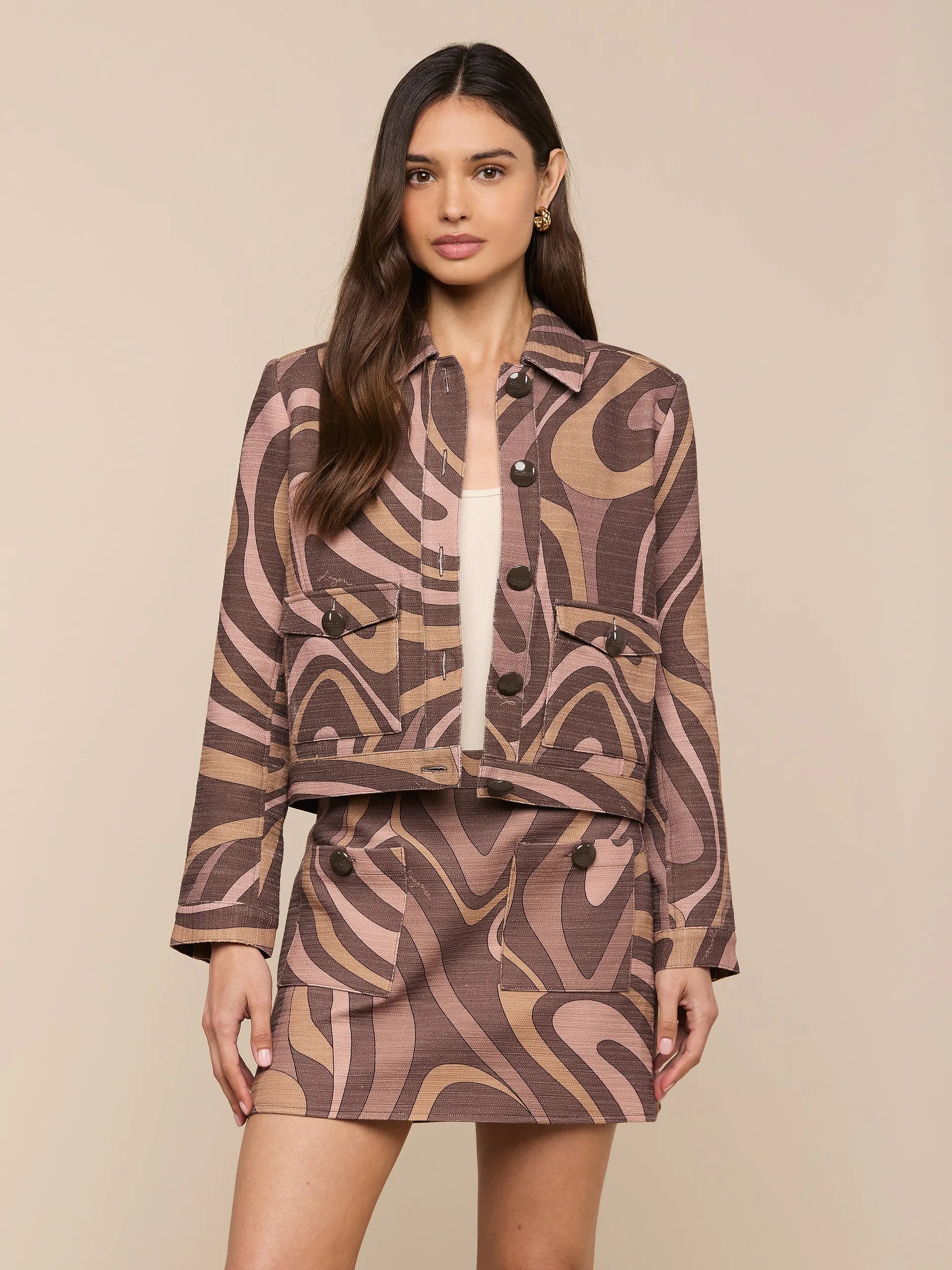La10007 Brown Swirl Jacket