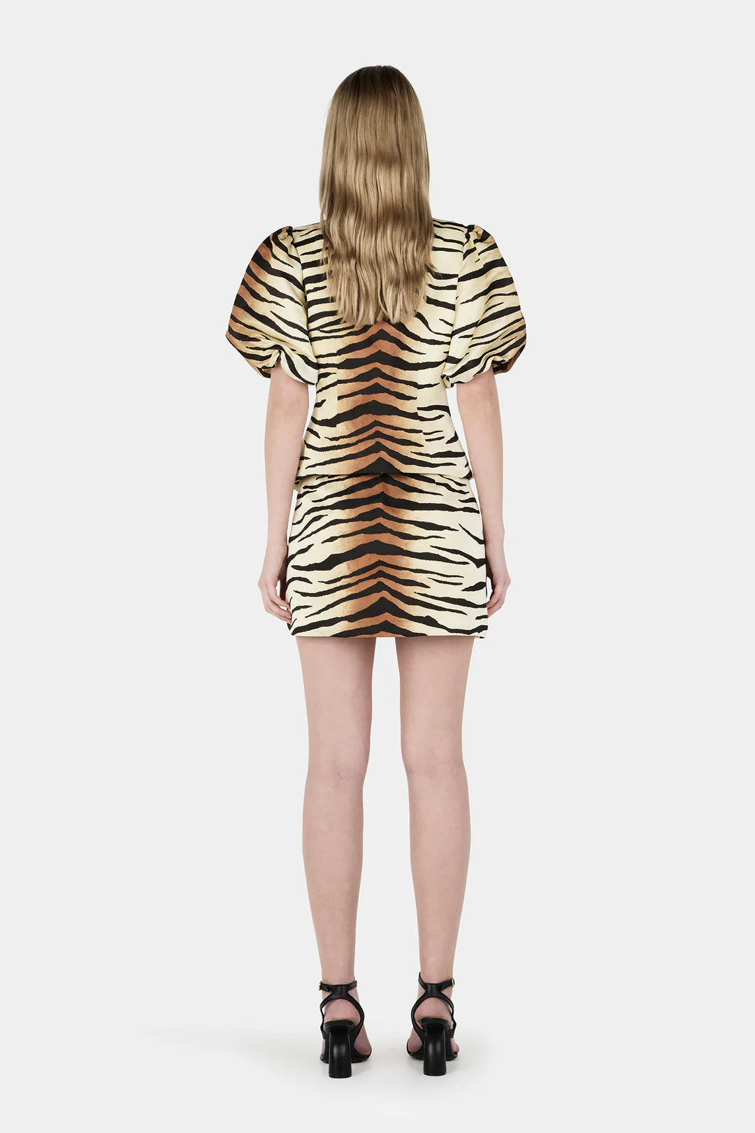 Ha5386 Tiger Puff Sleeve Top