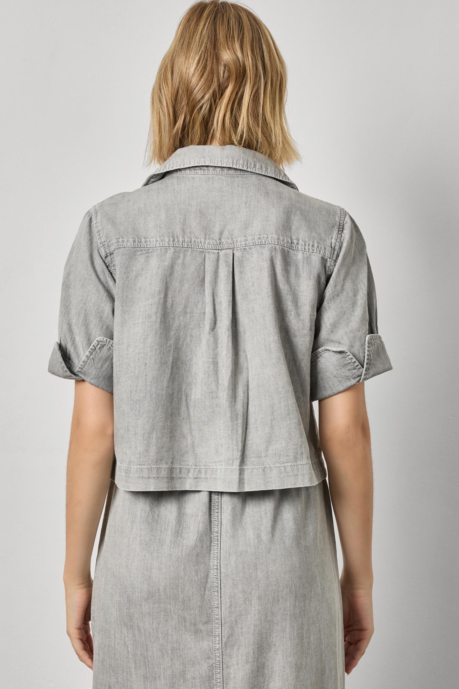 Lipa3260 Grey Denim Cuffed Shirt