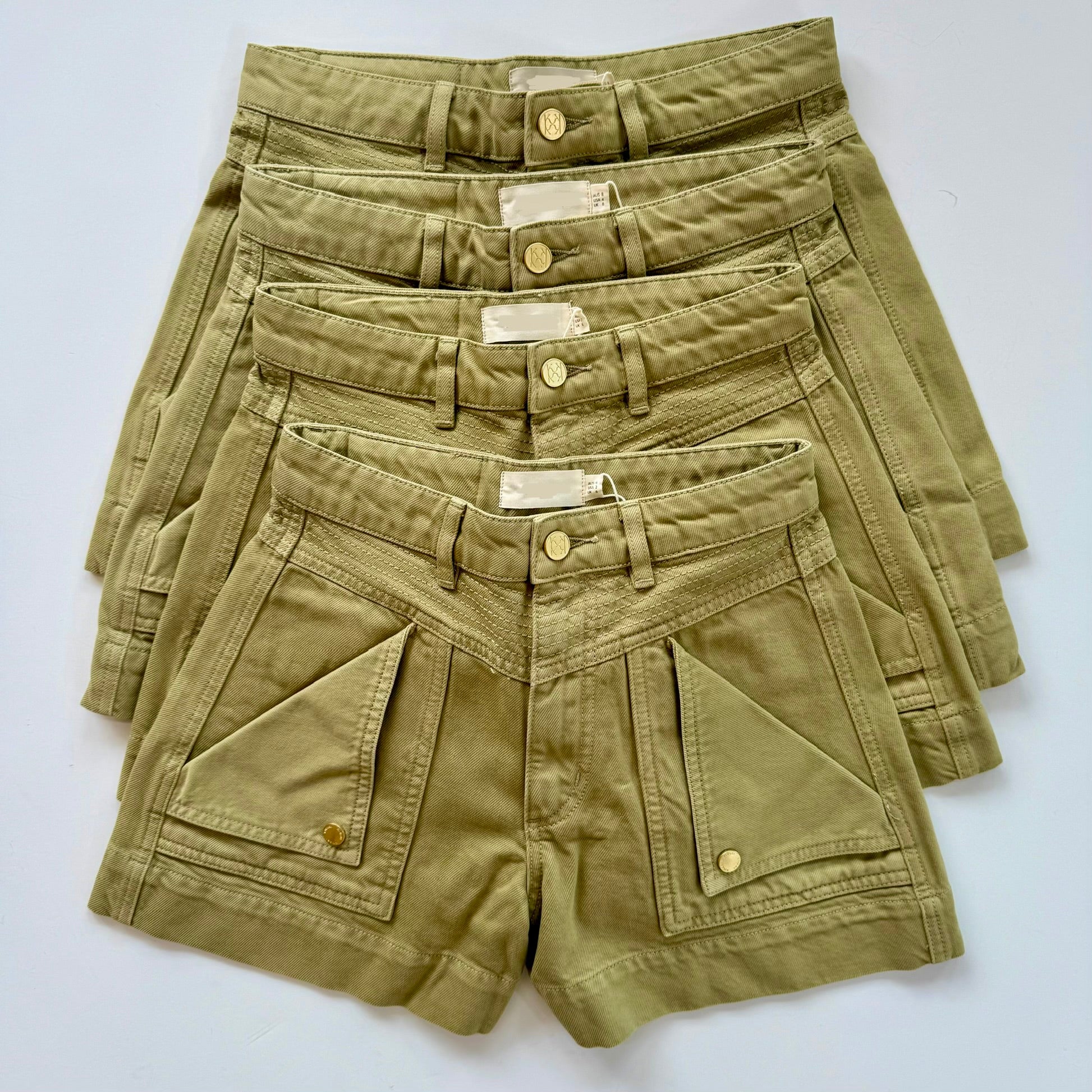 Ki2120 Olive High Waist Denim Shorts