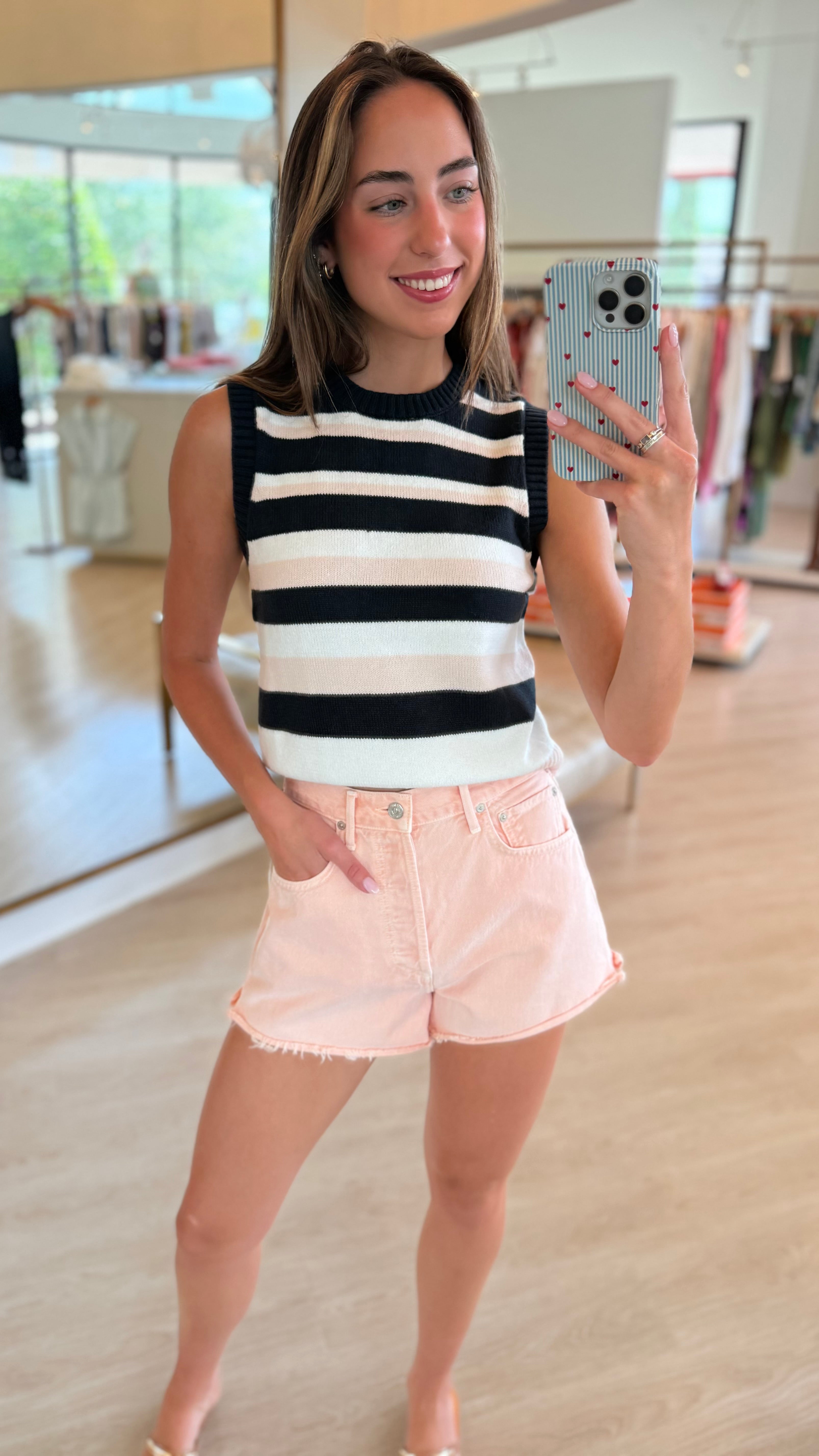 Ongd810 Striped Sleeveless Sweater